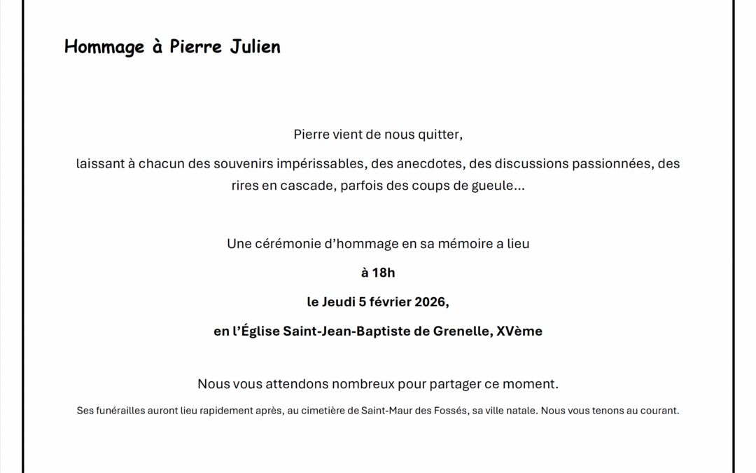 Cérémonie d&rsquo;hommage en la mémoire de Pierre Julien le 5 février 2026
